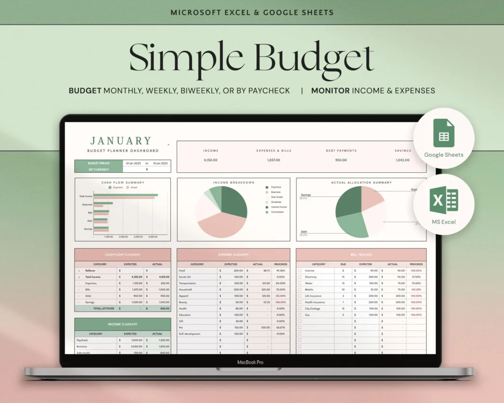 TheWeeklyCrew Simple Budget Sheet