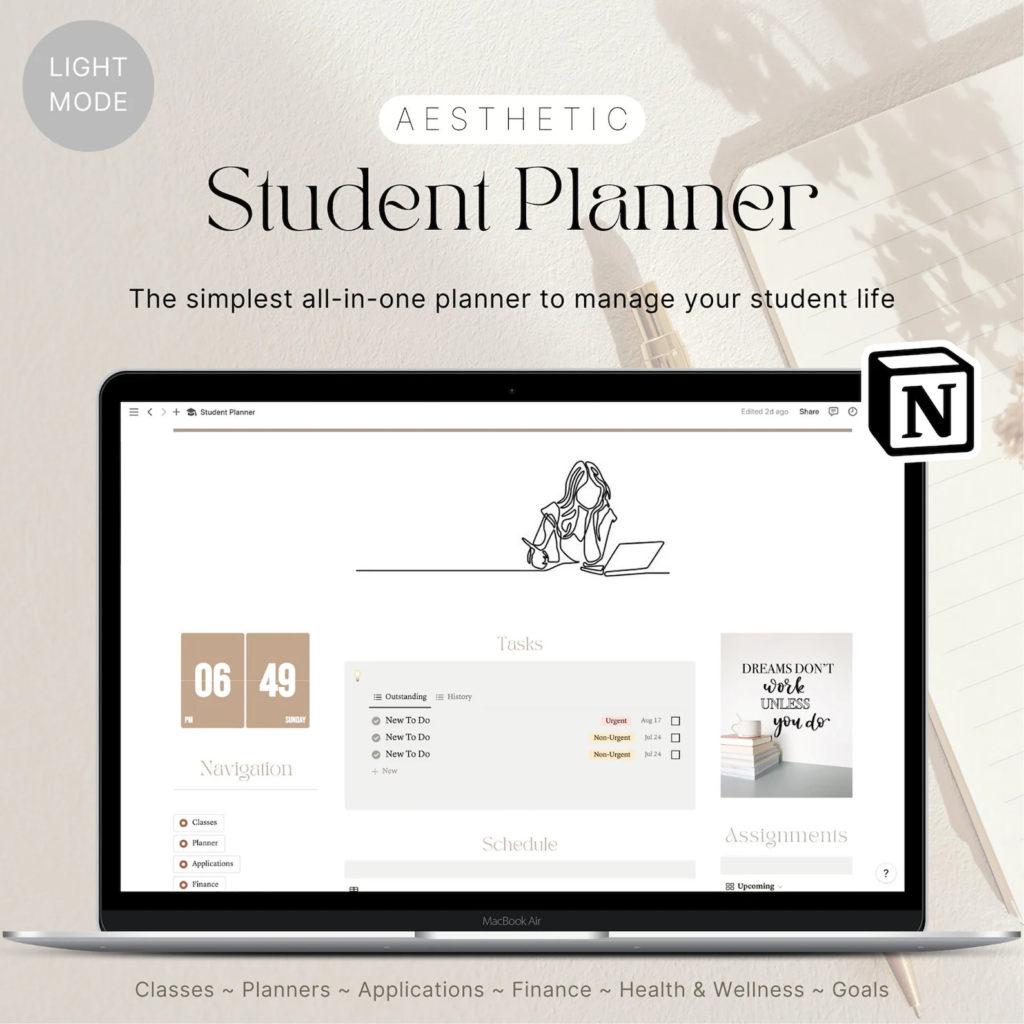 Student planner, life planner, planner, notion, digital planner, life planning, organization