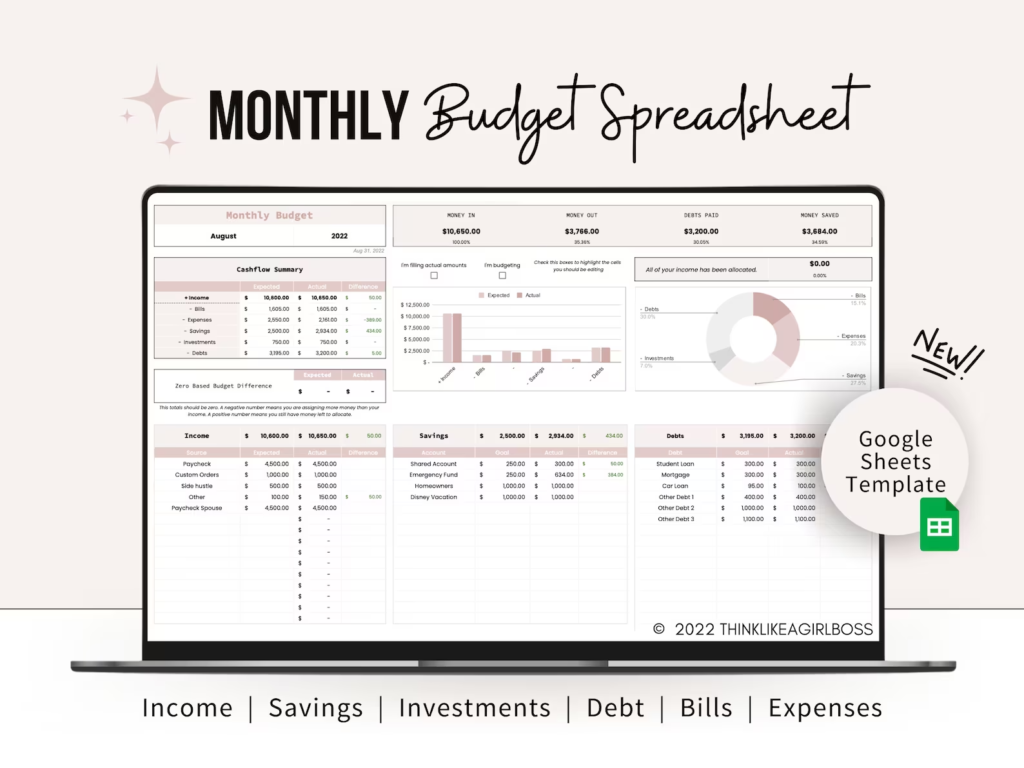 Monthly Budget Spreadsheet